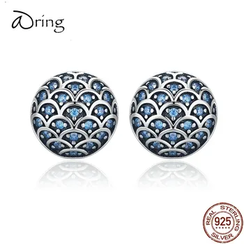 

BAMOER Genuine 100% 925 Sterling Silver Legend Of The Sea Clear CZ Small Stud Earrings for Women Sterling Silver Jewelry SCE239