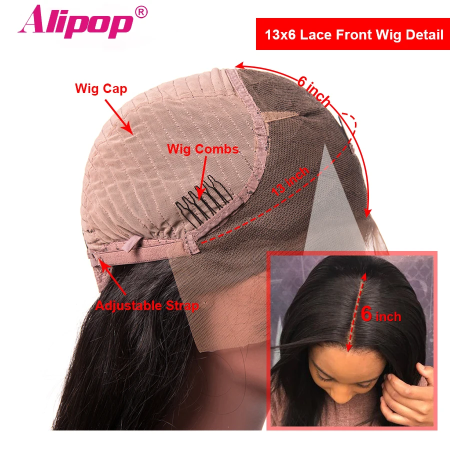 Brazilian Straight 13x6 Lace Front wigs Colored Human hair wigs Pre Plucked with Baby hair 100% Non Remy hair wig #2 #4 ALIPOP  (4)