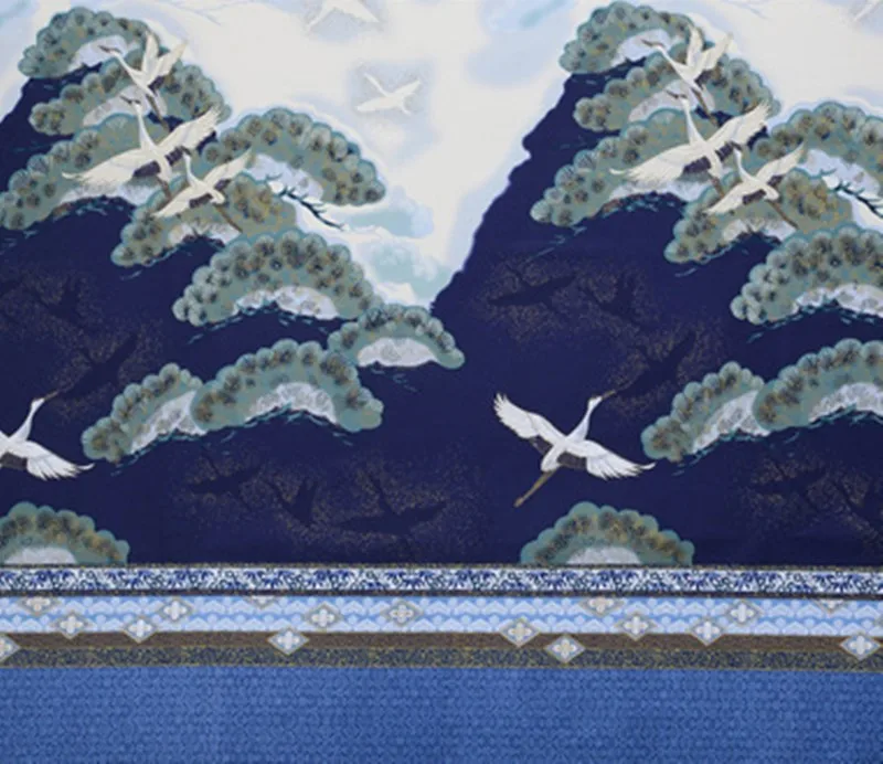 黑色 鹤舞九天蓝绿