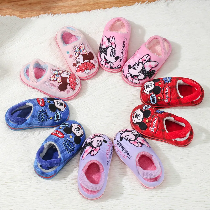 Children's Cotton Slippers Boys and Girls Slippers Kids Winter New Cute Minnie Children's Children's Slippers