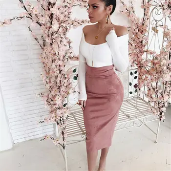

Women Stretch High Waist Plain Long Skirt Dress Midi Skirt Fat Bottom Girl Party Pencil Skirts