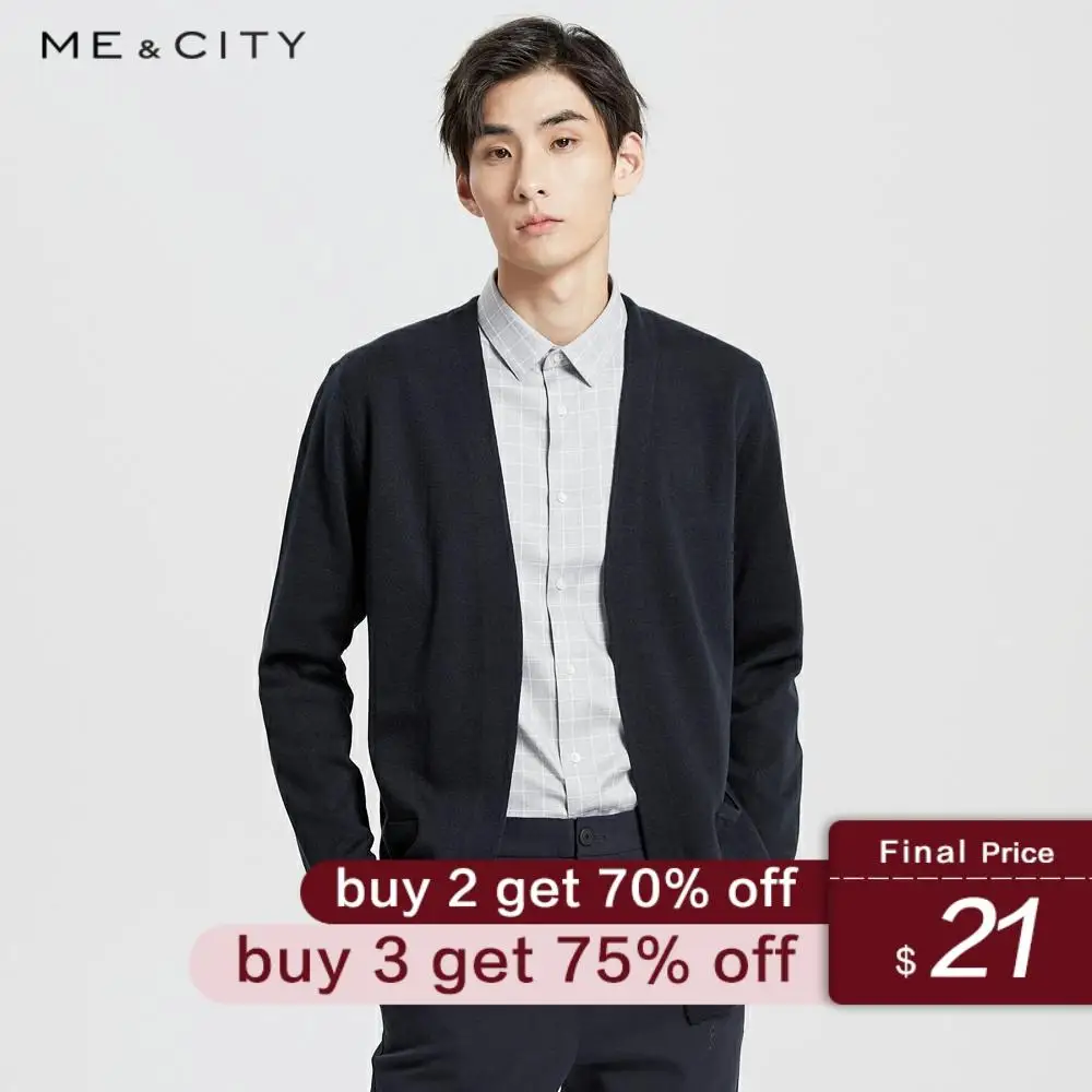 

Me&City Knitted wool Cardigan Male Warm High-quality Sweater Men Autumn Casual Solid Color Clothing office Fashion Cardigan