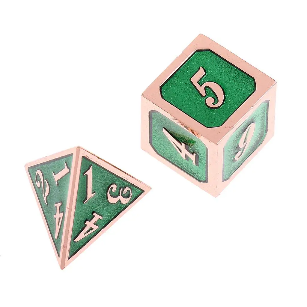 7 Polyhedron D4-D20 Colored Zinc Alloy Tweezers- Light Green