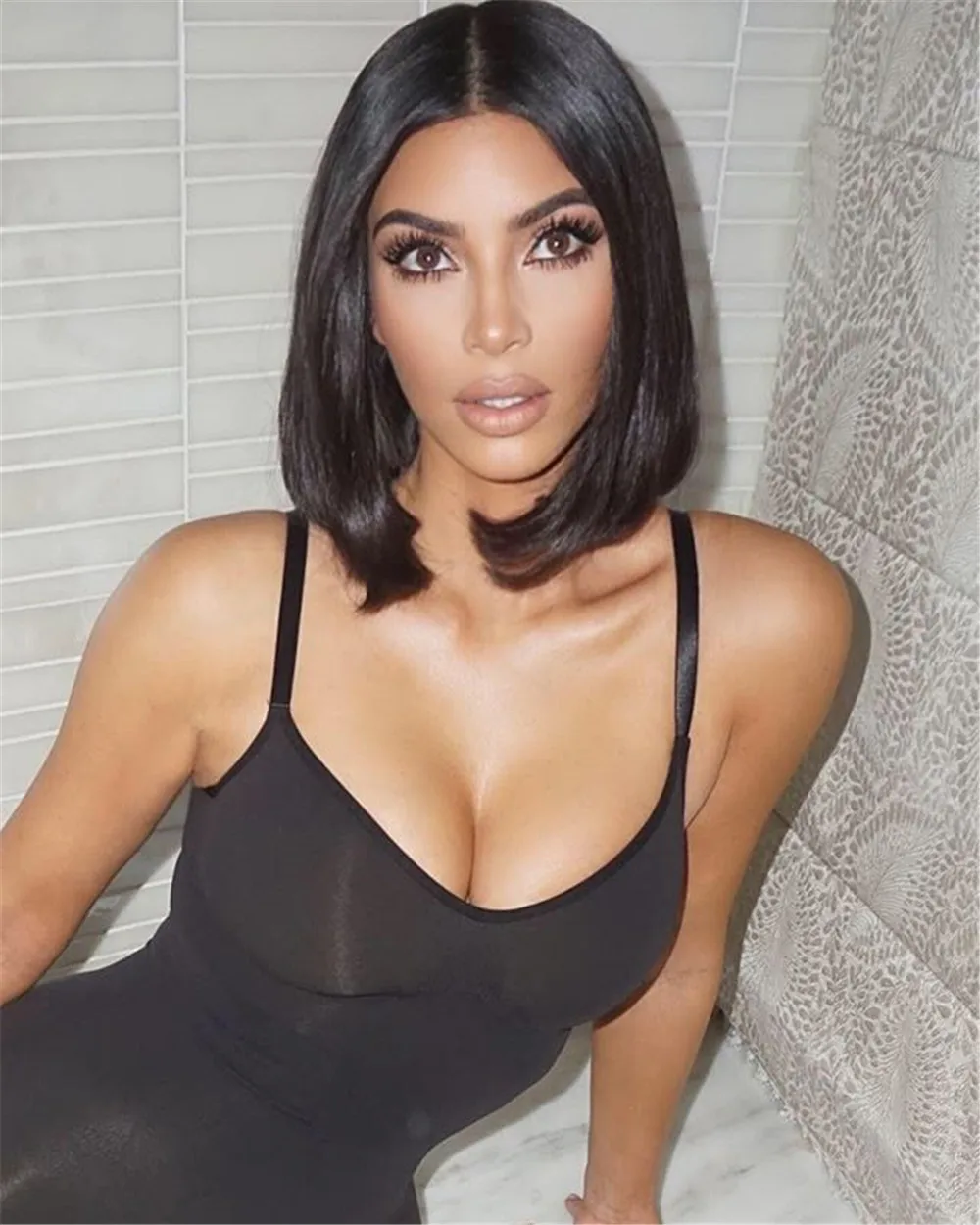 XLLAIS Kardashian черный эластичный комбинезон для фитнеса, Женский облегающий Облегающий комбинезон без бретелек, гигроскопичный и Дышащий комбинезон
