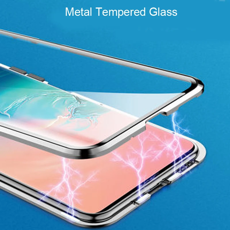 Роскошный Магнитный адсорбционный чехол для samsung Galaxy S10 Plus с металлической рамкой, двусторонняя стеклянная крышка S10Plus, защитный чехол для телефона