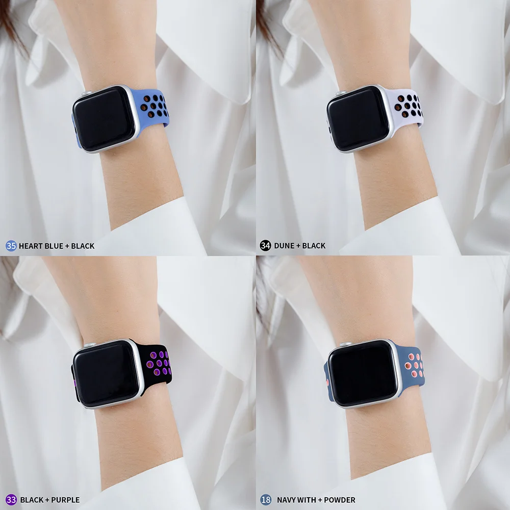 Strap for Apple watch series 7 45mm 41mm 38mm 40mm silicone watchband bracelet correa on smartwatch 6543 se 44mm 42m accessories