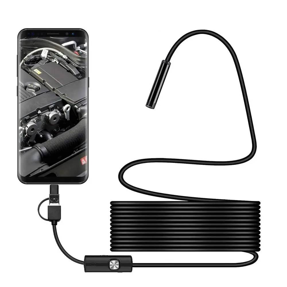 2 м 5 м 7 мм эндоскопа камера Sanke гибкий жесткий кабель type-C Mircrousb порт инспекции бороскоп камера для ПК Android смартфон