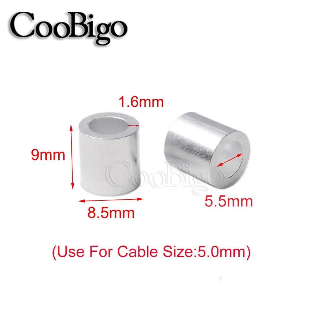 500pcs M1.0~M8.0 Cord Lock Cable Crimps Sleeves Aluminum Cable Stopper Ferrule Stops for Snare Wire Rope Clip Fittings Hardware - Цвет: M5.0