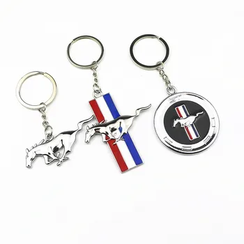 

Car Styling Metal New 3D Horse Emblem Badge KeyChain keyring Key Chain Ring Fit for Ford Mustang GT 500 Cobra