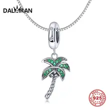 DALARAN 925 пробы серебряные подвески кубического циркония зеленый кокосовой пальмы кулон в форме Браслеты Цепочки и ожерелья для Для женщин Серебряные ювелирные изделия