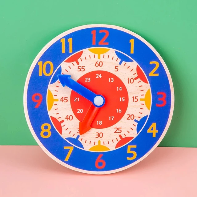 Wooden Clock Toys Children Montessori Hour Minute Second Cognition Colorful Clocks Toys for Kids Early Preschool Teaching Aids 4
