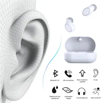

Wireless mini earplug 5.0 waterproof TWS sports real stereo Bluetooth headset Gaming Noise Reduction Earphone For iPhone Huawei