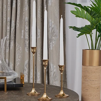 

3Pcs Candle Holders Gold Candlesticks Wedding Decoration Bar Party Living Room Home Decor Candlestick Candlelight Dinner Candle