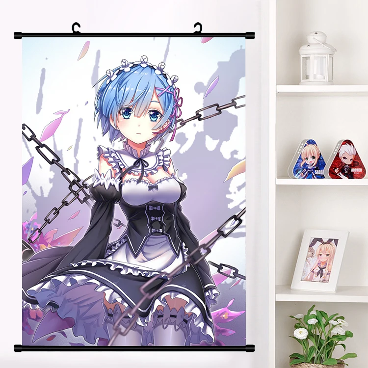 Аниме Re:zero kara hajimeru isekai seikatsu Rem Ram настенная роспись постер искусство