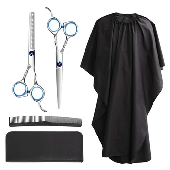

Hair Cutting Shears Kit By Includes All You Need for DIY Haircuts (2 Scissors, Cape, Comb, Case and 2 Clips)