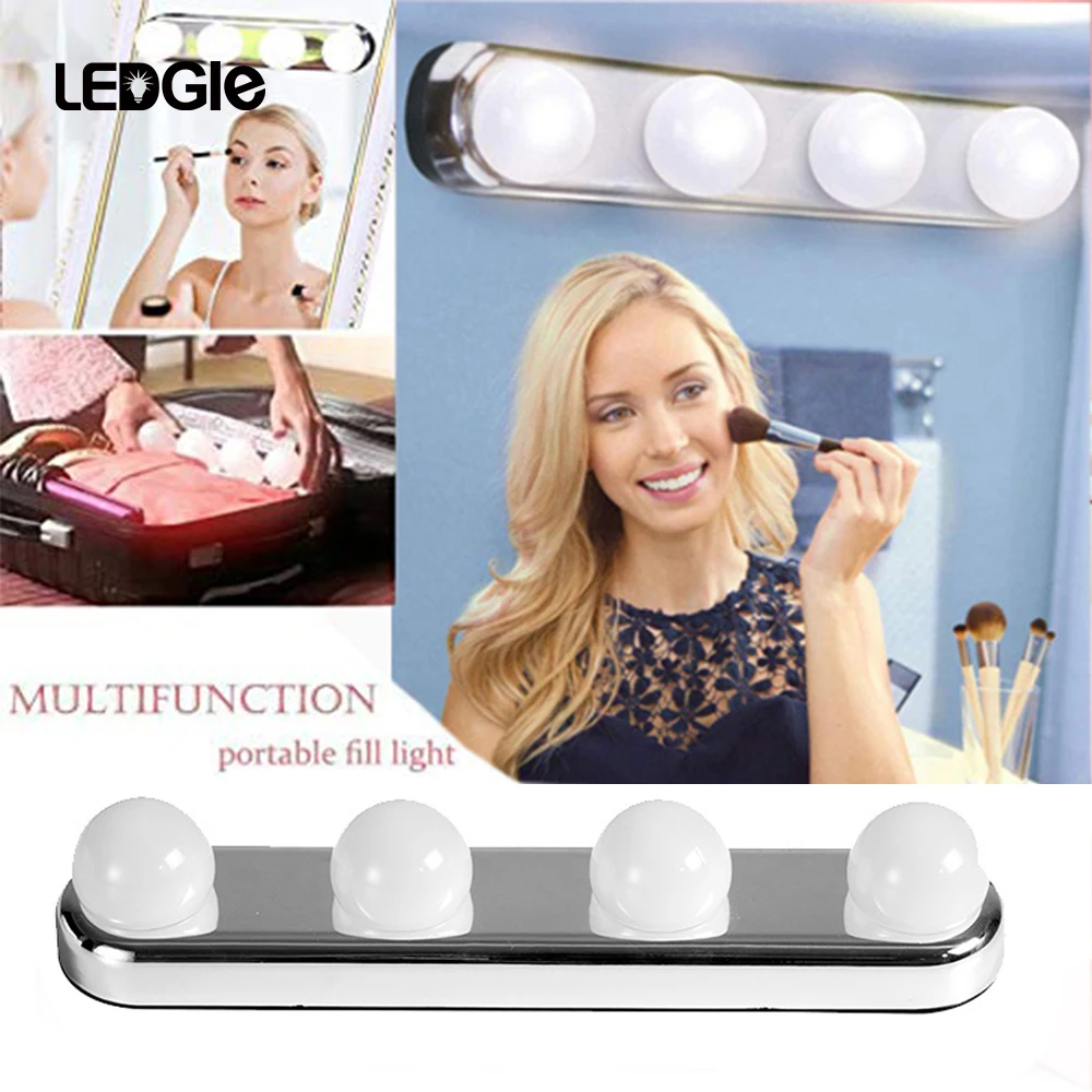  Hollywood Led Mirror Lamp PlasticVanity Lights Suction Cup Vanity Makeup Light Table Bathroom Room 