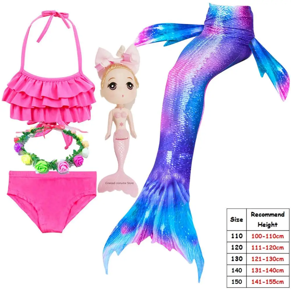 5set No Monofin Mermaid tails with Monofin Fins Flipper mermaid Swimsuits swimming tail for Kids Girls Christmas Halloween Costumes - Цвет: 5set No Monofin