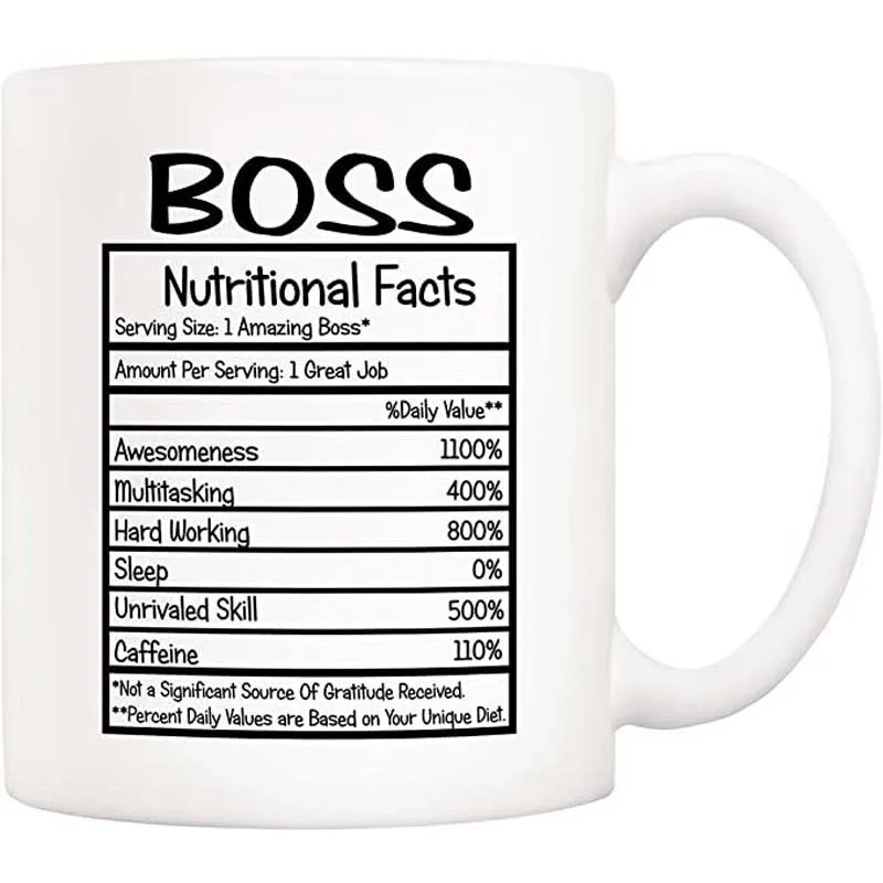 Bosses Day Gifts Funny Boss Nutritional Facts Coffee Mug Christmas