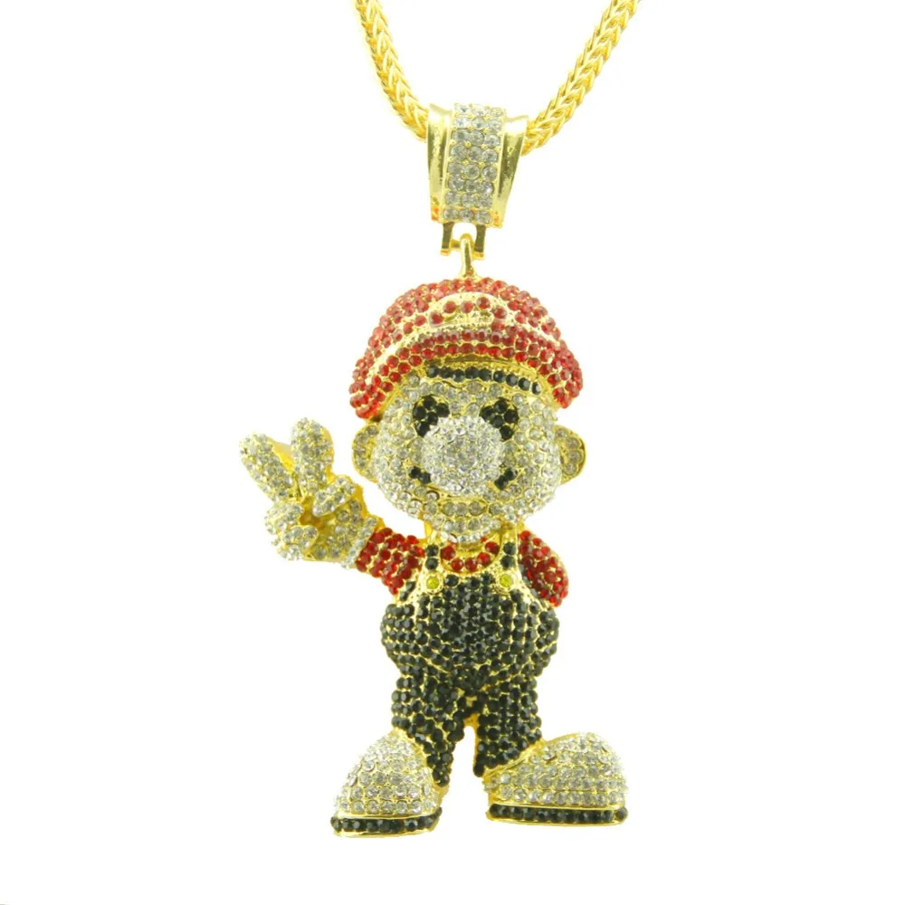 New 30 Inch Chain Big Heavy Super Mario Pendent Chain Necklace