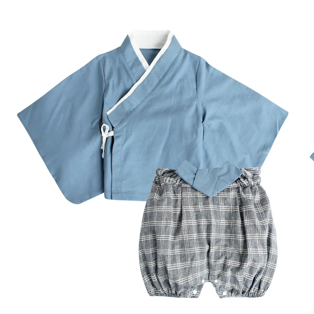 Children Japanese Kimono Baby Girls Boys Pajamas Infant Rompers Yukata Kids Samurai Dress Child Hanbok Pyjamas