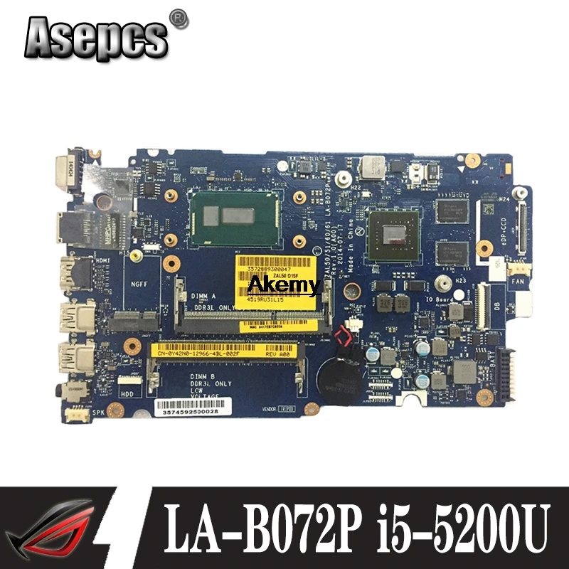 LA-B072P CN-0YWW5F CN-01J67F для Dell Latitude 3450 3550 Материнская плата ZAL50/51/60/61 LA-B072P i5-5200U Тесты работы