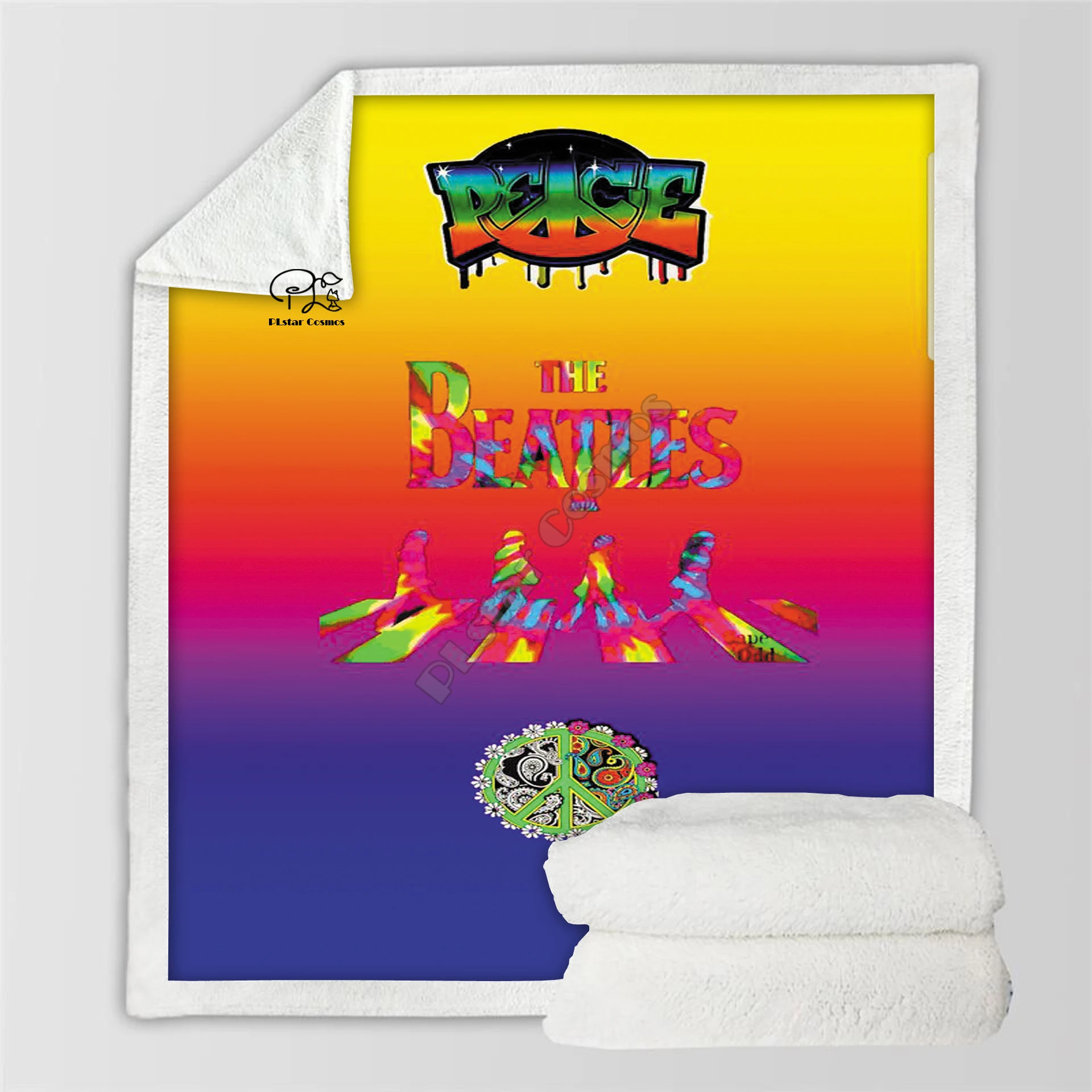 

Plstar Cosmos Hippie Peace And Love Psychedelic funny Blanket 3D print Sherpa Blanket on Bed Home Textiles Dreamlike style-9
