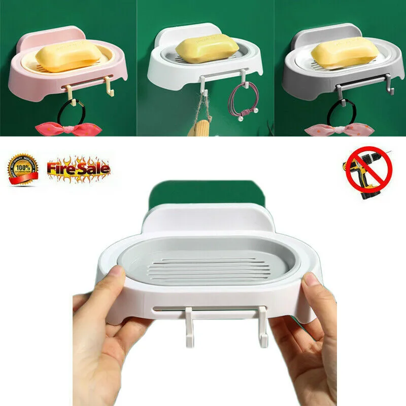 

4 Colors Flexible Bathroom Silicone Soap Dish Storage Holder Soapbox Plate Tray Drain Box