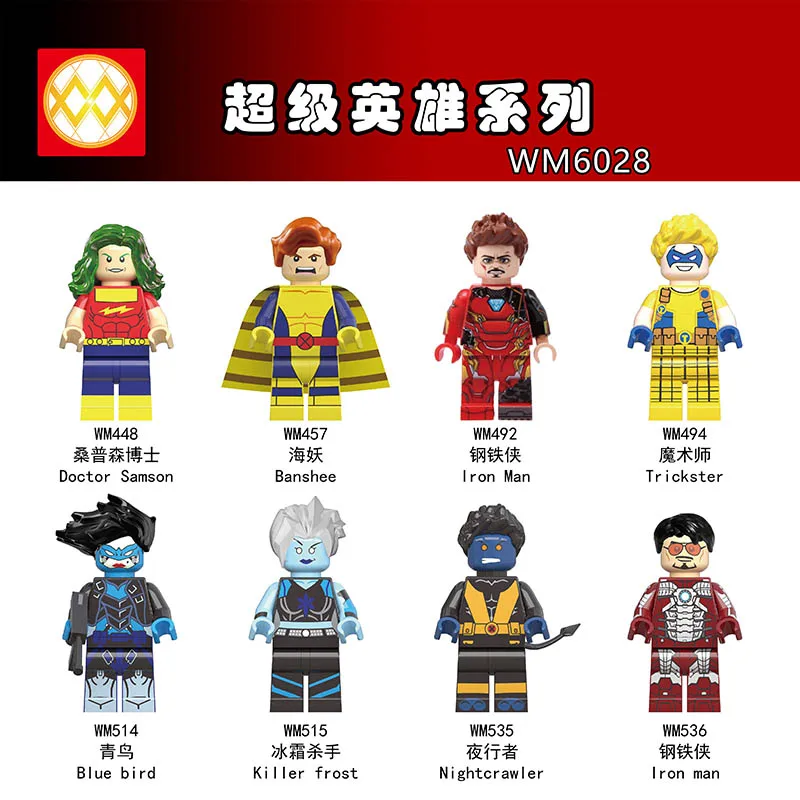 

WM6028 Single Sale Super Heroes Doctor Samson Banshee Iron Man Blue Bird Nightcrawler Bricks Building Blocks Children Gift Toys