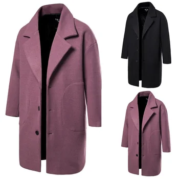 

Men Wool Blends Coats New Solid Color High Quality Men's Woolen Jacket Luxurious Brand Clothing