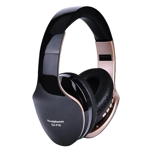 Наушники Bluetooth гарнитура Складные стерео наушники Игровые наушники Поддержка TF карты с микрофоном для всех телефонов Mp3 - Цвет: black