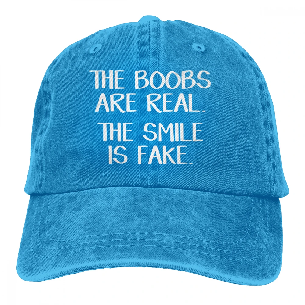 Грудь настоящая улыбка поддельные Casquette черные унисекс Мужские Женские джинсовые бейсболка с ремешком кепки Регулируемый Гольф папа шляпа