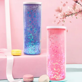 

Stationery Box Quicksand Translucent Multifunctional Case Cylindrical Pen School Pen Holder VDX99
