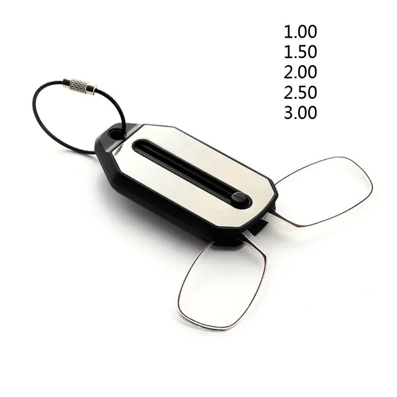 

Mini Pocket Foldable Clip Nose Reading Glasses Keychain Black Frame For Readers