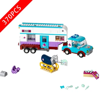 

New Friends Series Toys Horse Vet Trailer Compatible lepinngl Friends 41125 Buildin Blocks Toys for Children Birthday Gift