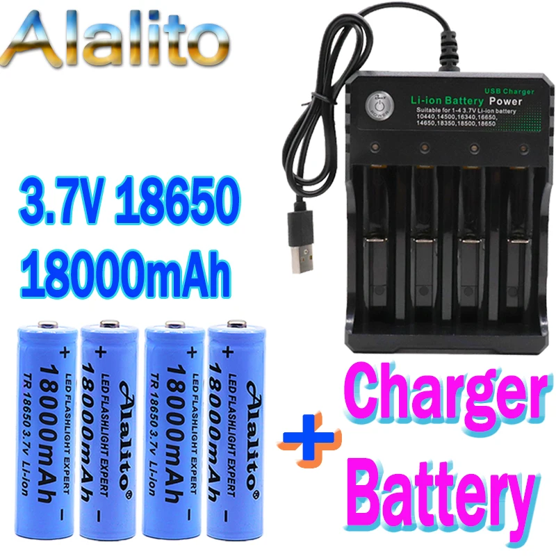 100% Новый оригинальный 3 7 v 18000mah 18650 литиевая аккумуляторная батарея для