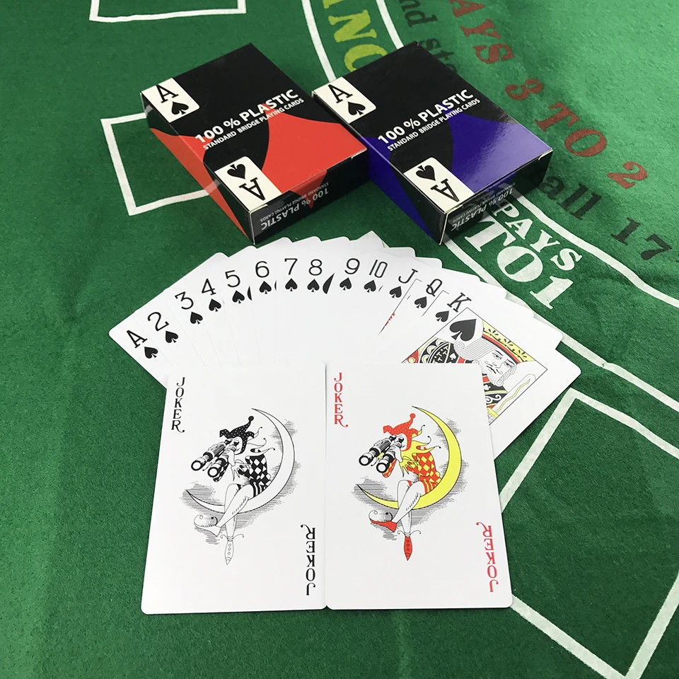 Easytoday 10Pcsset PVC Poker Cards Baccarat Texas Hold'em Plastic Playing Cards Waterproof Poker Cards Board Games (10)