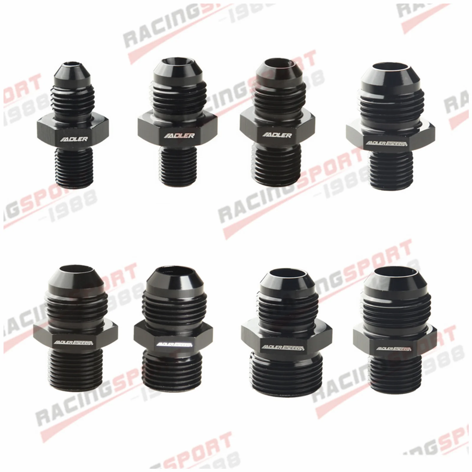 Aluminum BSP Straight Fitting Adapter AN4 AN6 AN8 AN10 AN12 To 1/8" 1/4" 3/8" 1/2" 3/4" ADLER SPEED Black