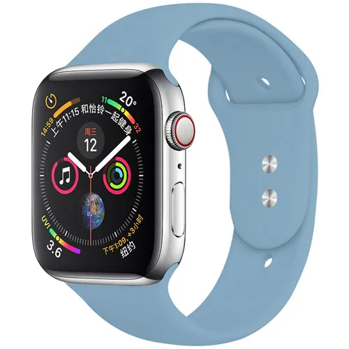 light cornflower 1 Спортивный ремешок для Apple Watch ремешок 44 мм 40 4 3 iwatch ремешок 42 мм 38 мм силиконовый pulseira ремешок для часов Браслет Apple watch 5 ремешок 44 мм - Цвет ремешка: light cornflower 1