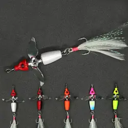 New Metal Feather Treble Hook 360 Degree Rotation Crank Bait Fishing Lures Propeller Lur Spoon Spinner