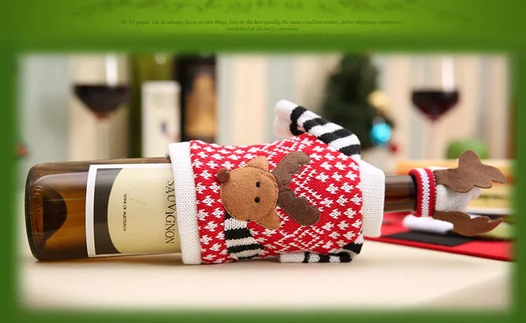 Christmas Red Wine Bottle Set Elk Christmas Champagne Bottle Bag Christmas Table Wine Bottle Decorations Free Shipping