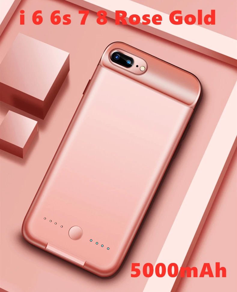Чехол для аккумулятора, ультра тонкий для iPhone 6, 7, 8, 6s Plus, чехол для зарядного устройства, чехол для зарядного устройства, Внешний чехол для задней панели - Цвет: 6 6s 7 8 Rose Gold