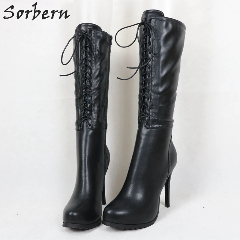 Sorbern/черные зимние сапоги женские до колена реальное изображение Damen Schuhe обувь