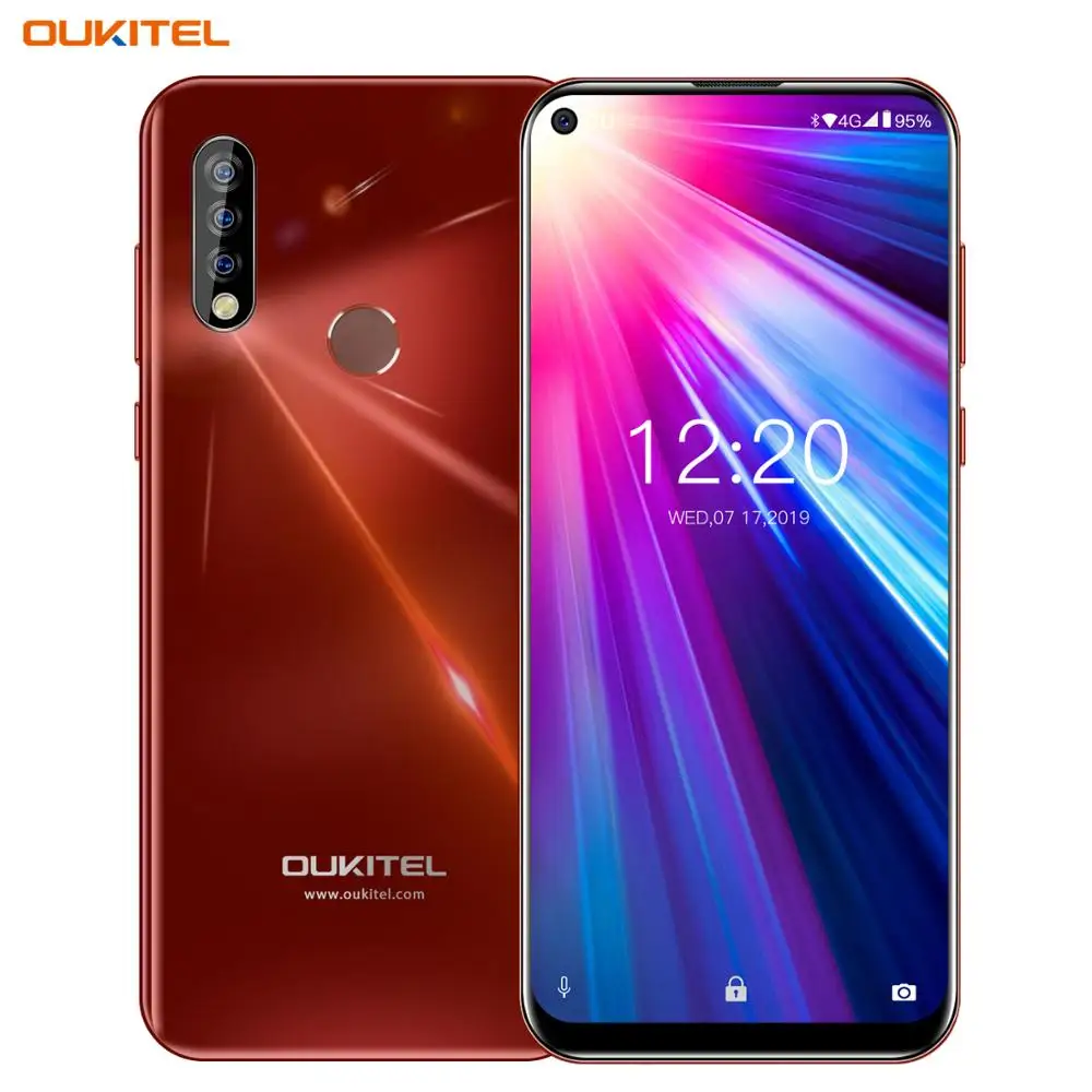 Смартфон OUKITEL C17 6,35 ''с тройной камерой MT6763, четыре ядра, Android 9,0, 3 ГБ, 16 ГБ, распознавание лица, отпечаток пальца, 4G, мобильный телефон, 3900 мА/ч - Цвет: Red