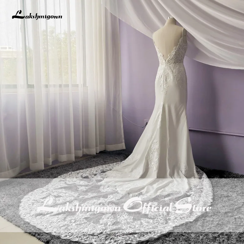 Lakshmigown Белый Королевский поезд Русалка Свадебные платья Кружева аппликации свадебное платье в стиле бохо robe de mariee
