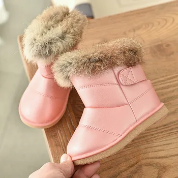 

Brand Boys Girls Australia Style Kids Snow Boots Waterproof Button Children Winter Cow Leather Boots Women Warm Shoes Size 21-30