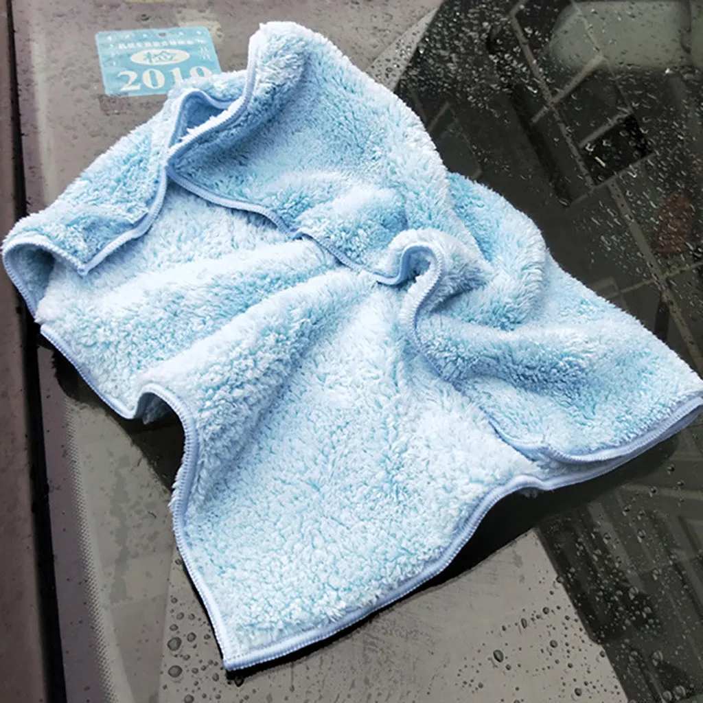 1PCS Easy Clean Car Care Polishing Wash Towel Plush Microfiber Washing Dry Towel Thick Plush Polyester Fiber Cleaning Cloth FDH
