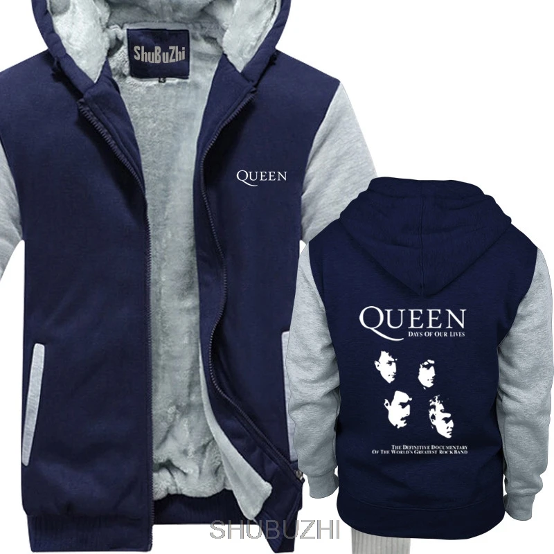 Queen Rock Band теплое пальто богемное черное худи с логотипом S-5XL повседневные плотные толстовки с длинными рукавами Новинка sbz4396 - Цвет: navy grey