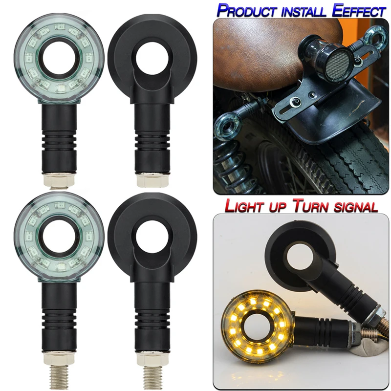 

2/4Pcs 12V Universal Flashing Motorcycle LED Turn Signal Lights Round Led Indicator Light Amber Blinker Light Bike Lamps