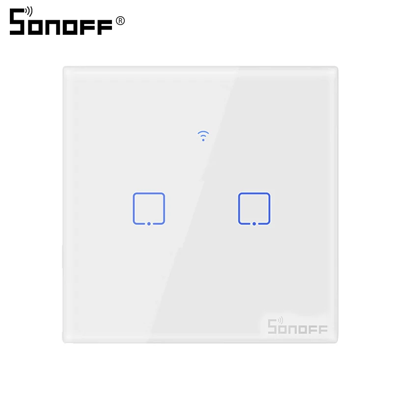 SONOFF T2 UK 2C Умный светильник SONOFF T2 EU/US/UK TX, настенный выключатель, панель сенсорного/Wifi/433 mhz/Eweilink/RF/APP, беспроводной пульт дистанционного управления Google Home - Комплект: SONOFF T2 UK 2C