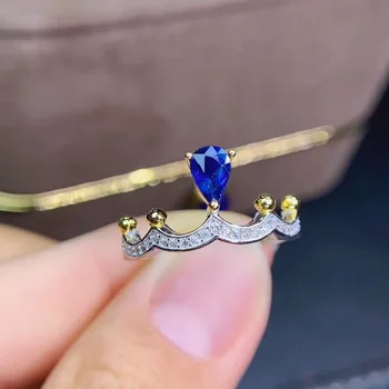 

The Best Gift for Your loved wife Natural real blue sapphire ring 925 sterling silver Fine handworked jewelry Finger rings